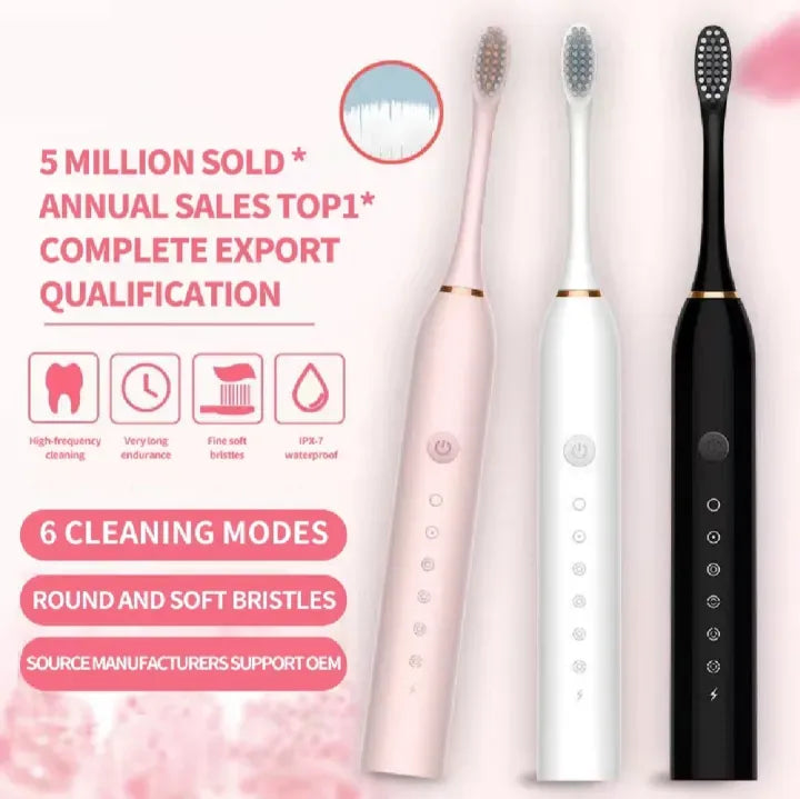 Evox™ - 4in1 Smart Rechargeable Electric Tooth Brush with 6 Speeds | 4 Extra Bristles | Waterproof