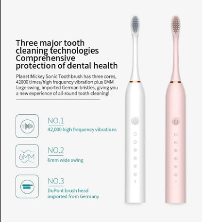 Evox™ - 4in1 Smart Rechargeable Electric Tooth Brush with 6 Speeds | 4 Extra Bristles | Waterproof