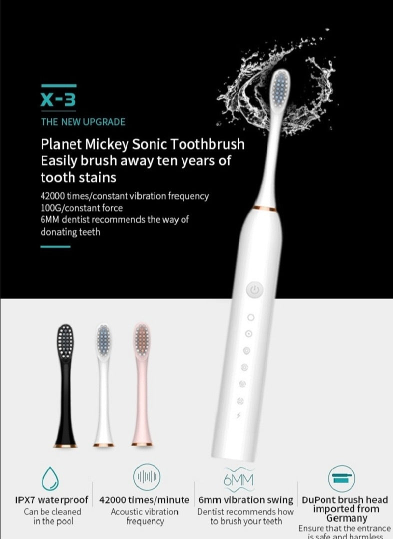 Evox™ - 4in1 Smart Rechargeable Electric Tooth Brush with 6 Speeds | 4 Extra Bristles | Waterproof