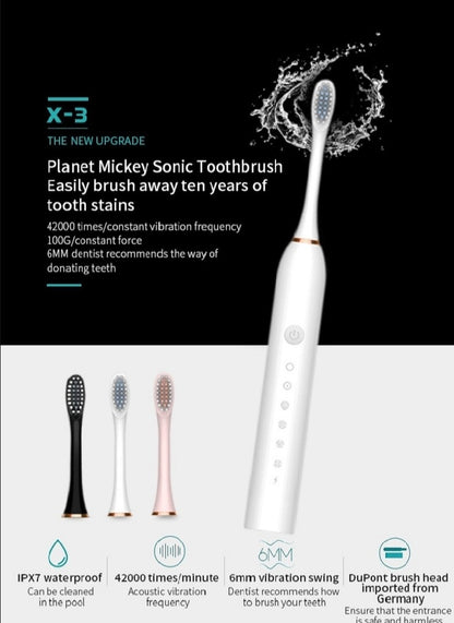 Evox™ - 4in1 Smart Rechargeable Electric Tooth Brush with 6 Speeds | 4 Extra Bristles | Waterproof