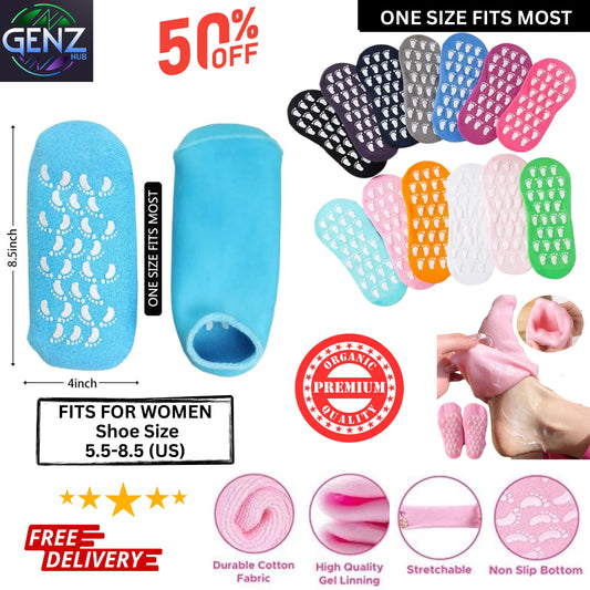 Evox™ - Spa Gel Anti-Moisture Cracked Heel Socks | Reusable Full-Length Silicone Foot Protector for Women & Men | Pedicure Soft Heel Care Socks