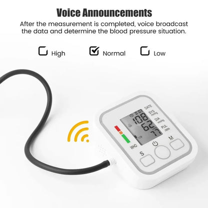 Evox™ - Digital Blood Pressure Monitor | Upper Arm Automatic BP Machine with Large LCD Display | Voice Function | USB Power Supply