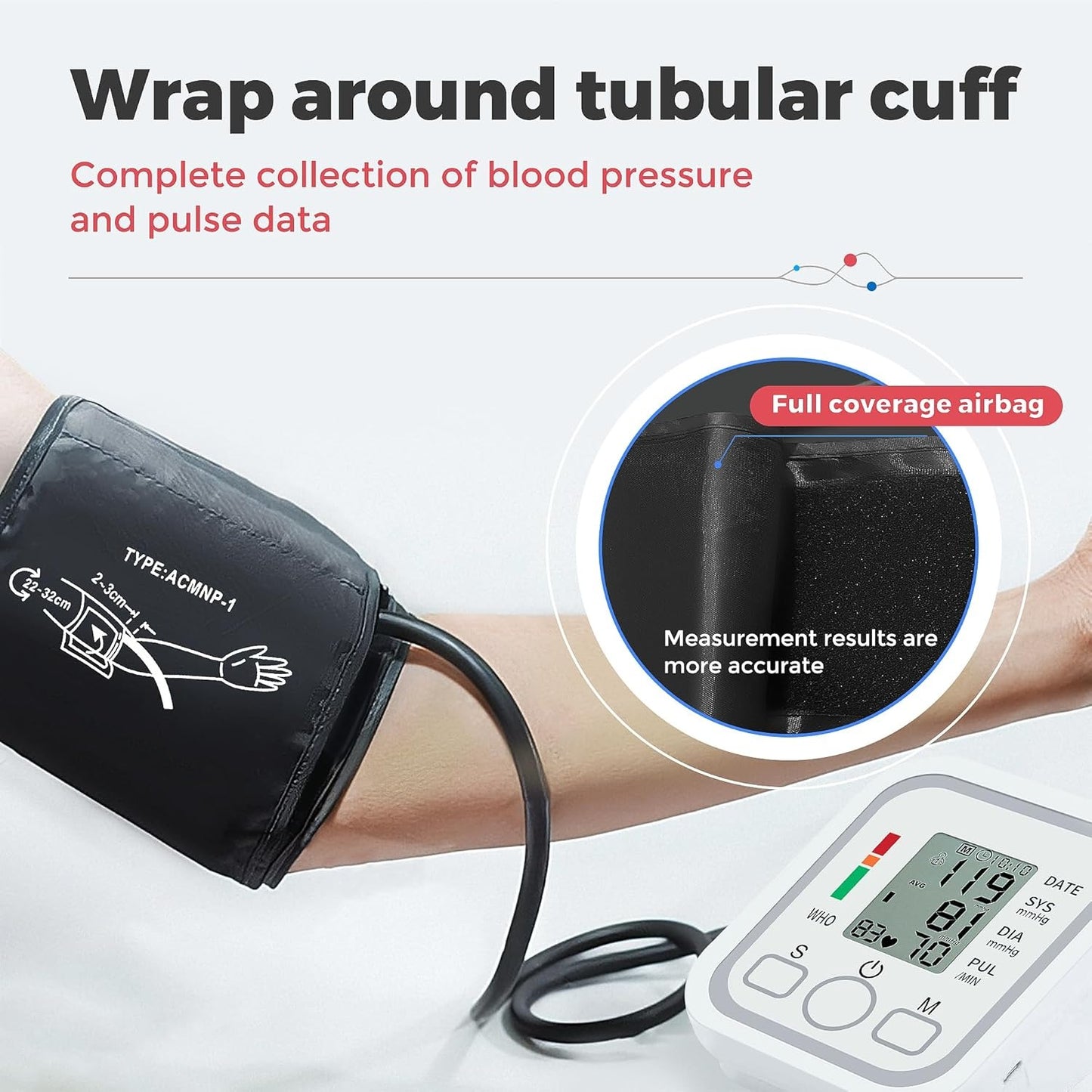 Evox™ - Digital Blood Pressure Monitor | Upper Arm Automatic BP Machine with Large LCD Display | Voice Function | USB Power Supply