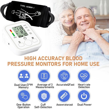Evox™ - Digital Blood Pressure Monitor | Upper Arm Automatic BP Machine with Large LCD Display | Voice Function | USB Power Supply